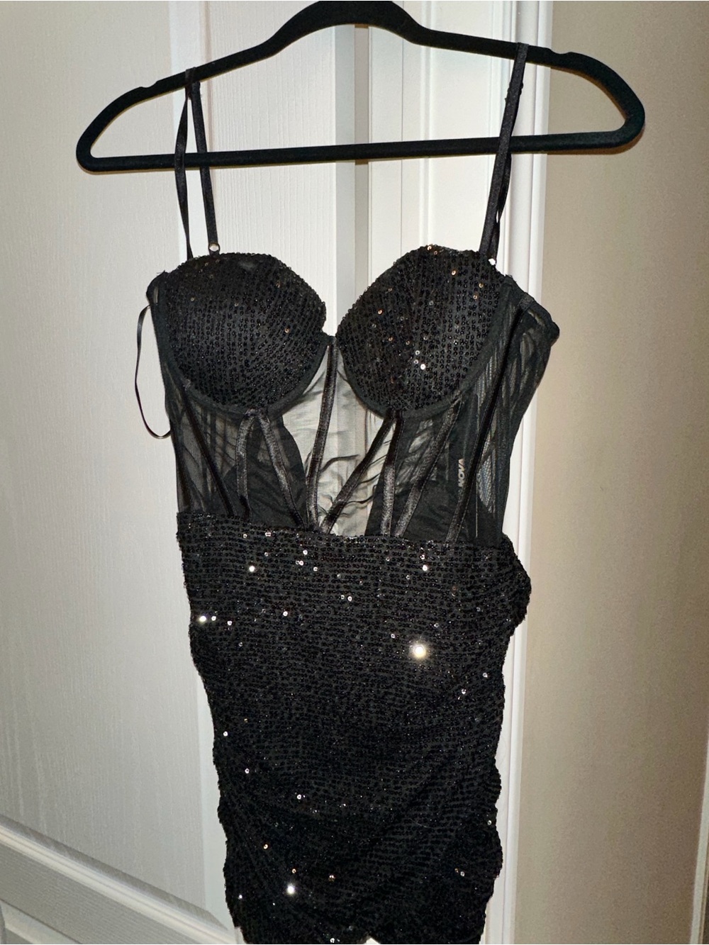 Women’s Black Sequin Bustier Dress BNWT